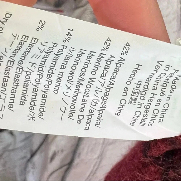 Madewell Alpaca Merino Wool Burgundy Animal Print Open Front Cardigan Oversized - Picture 5 of 6